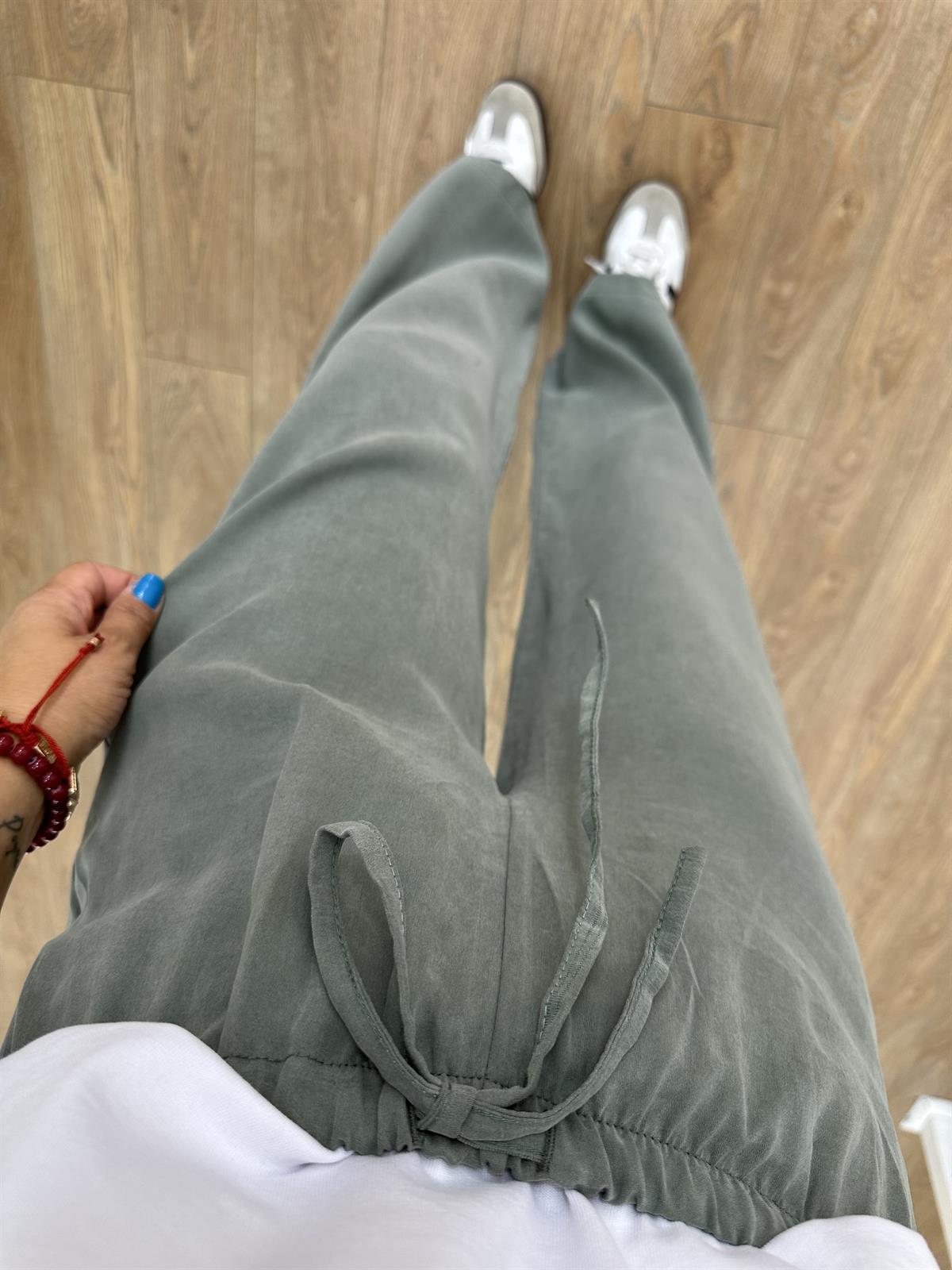 Orjinal Marka Beli Lastikli Pantolon - Yeşil