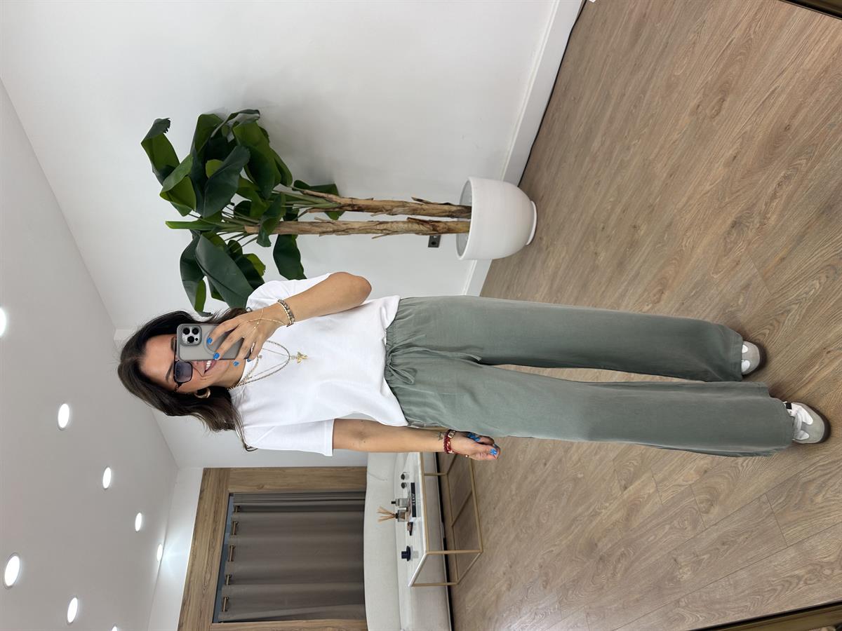 Orjinal Marka Beli Lastikli Pantolon - Yeşil