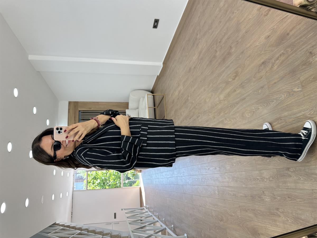 Orjinal Marka Ceketli Keten Takım-Siyah