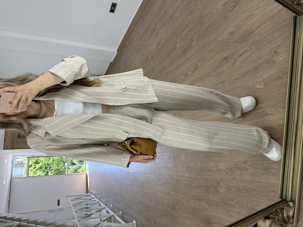 Orjinal Marka Ceketli Keten Takım-Taş