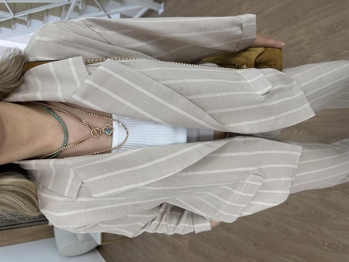 Orjinal Marka Ceketli Keten Takım-Taş