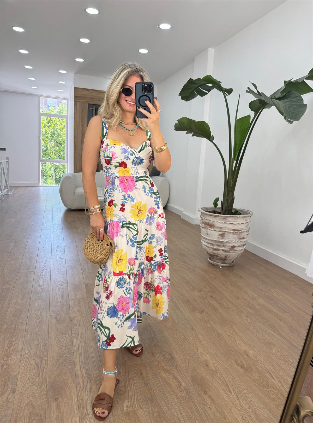 Orjinal Marka Çiçek Desen Poplin Elbise