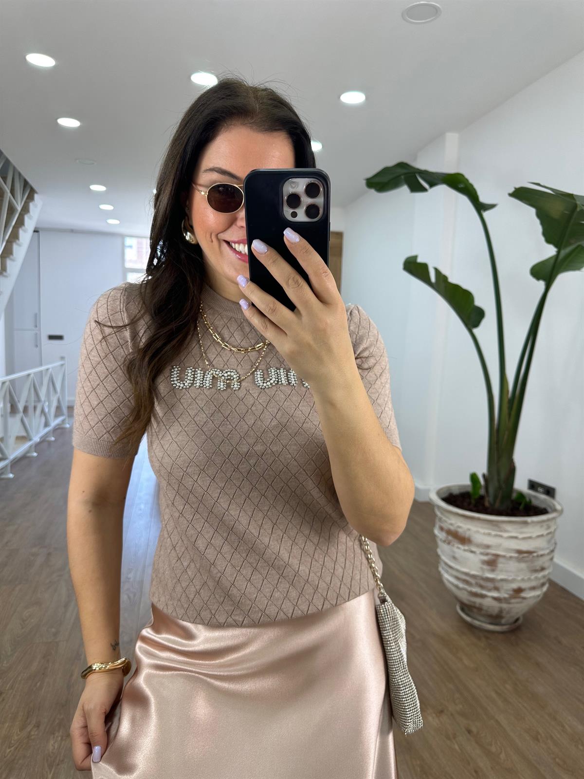 Orjinal Marka İnci Çakımlı Triko-Camel