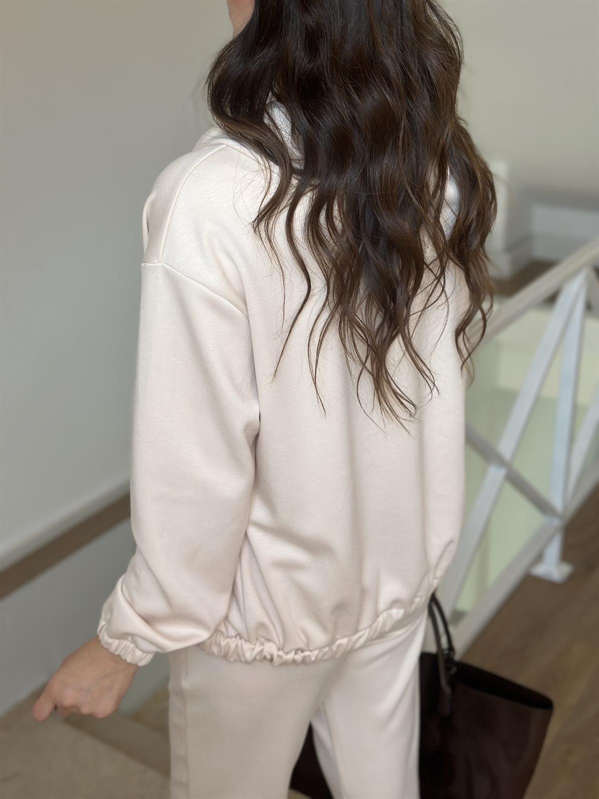 Orjinal Marka Kapüşonlu Eşofman Takımı - Bej