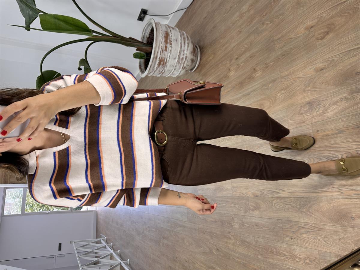 Orjinal Marka Kesik Paça Jean - Kahverengi