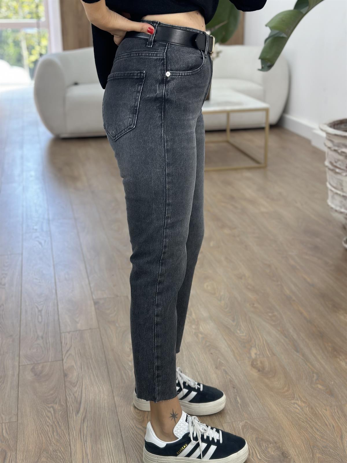 Orjinal Marka Kesik Paça Jean - Koyu Füme