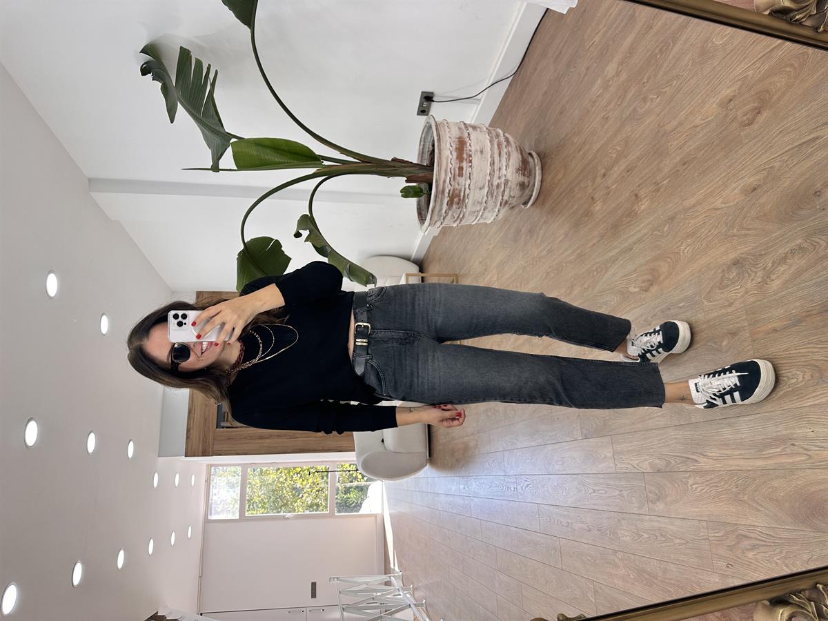 Orjinal Marka Kesik Paça Jean - Koyu Füme