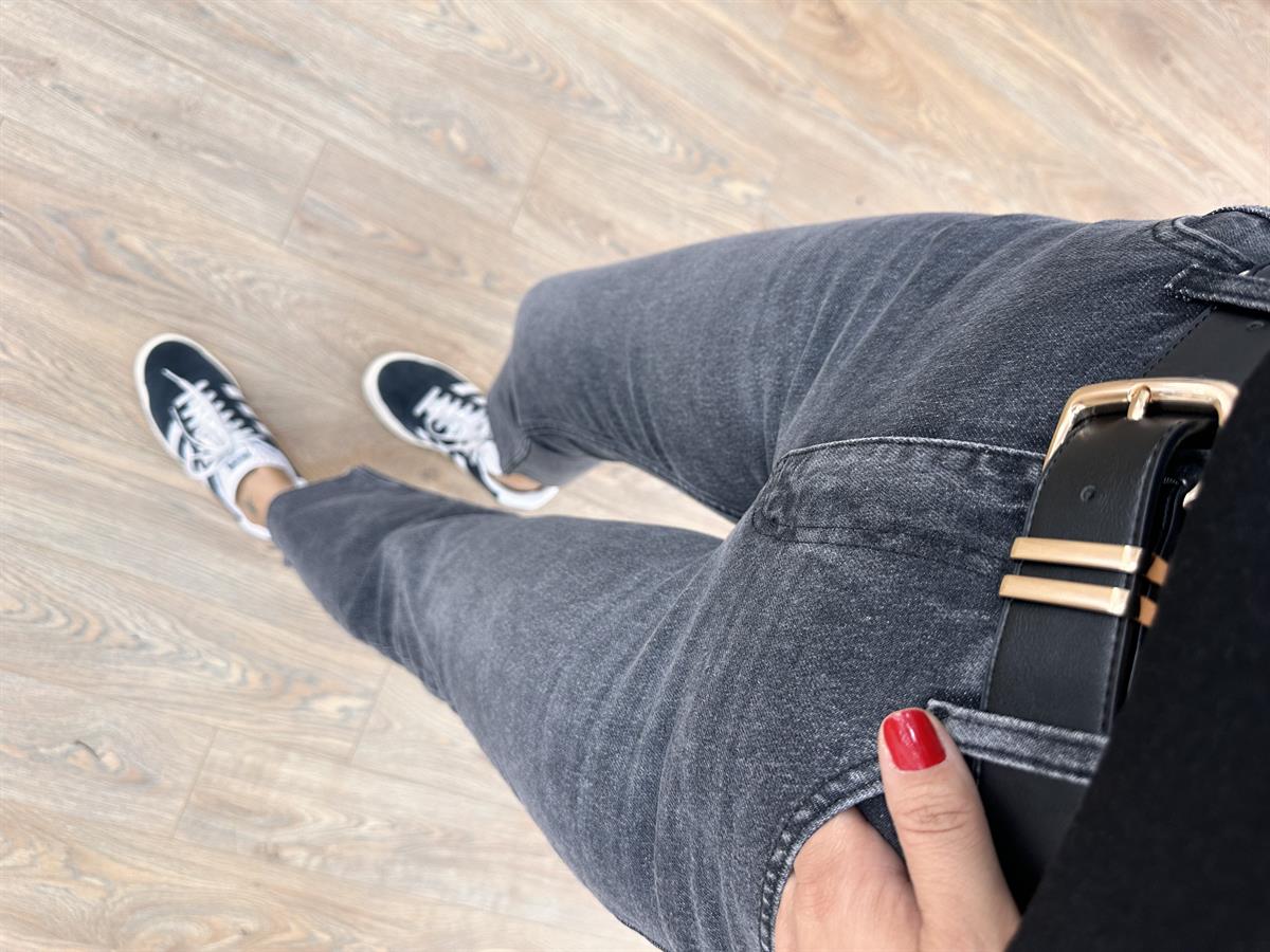 Orjinal Marka Kesik Paça Jean - Koyu Füme