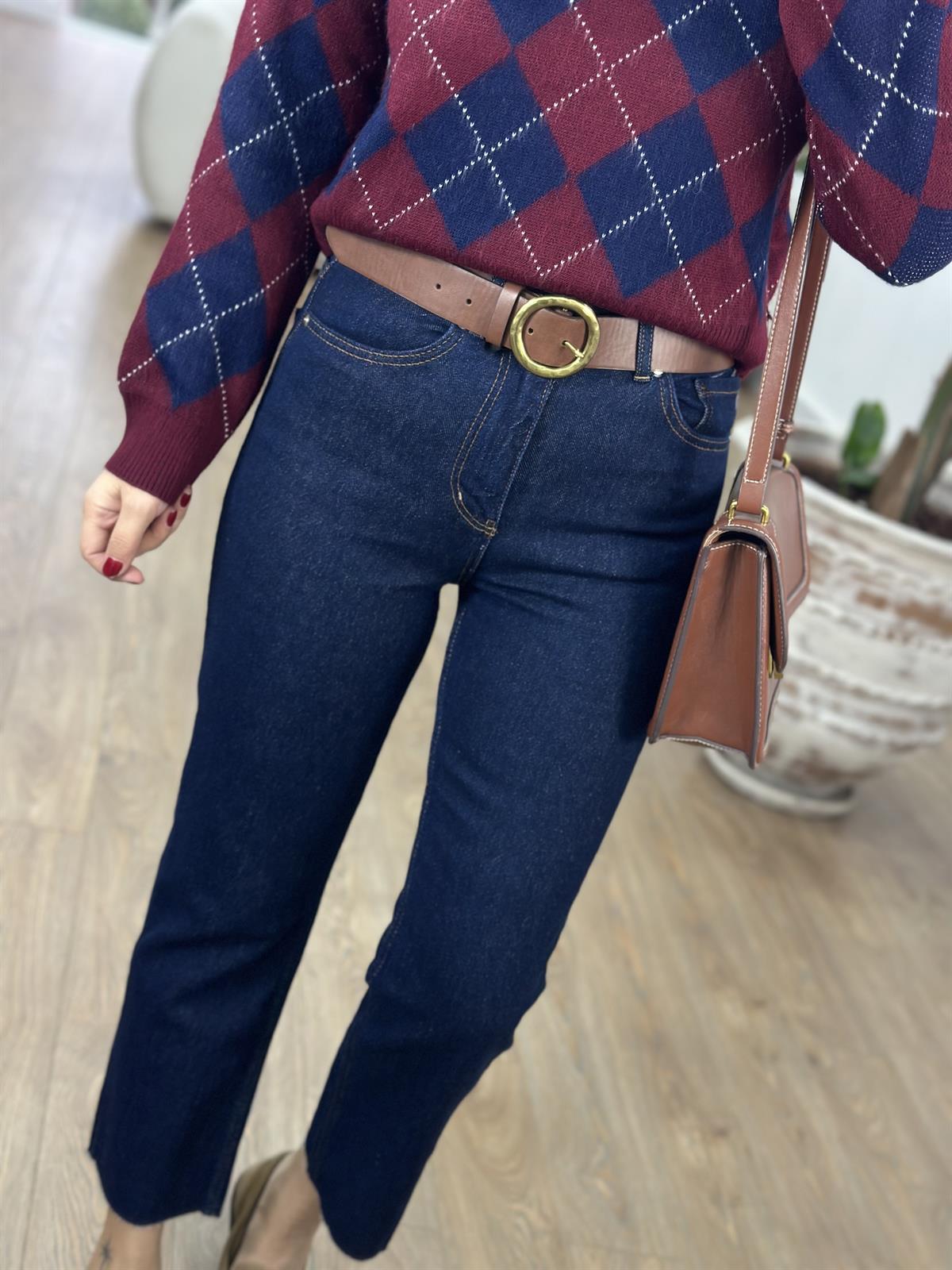 Orjinal Marka Kesik Paça Jean - Koyu Lacivert