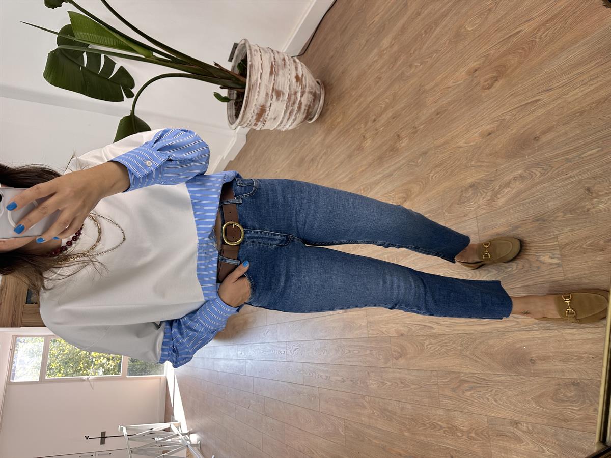 Orjinal Marka Kesik Paça Jean - Mavi