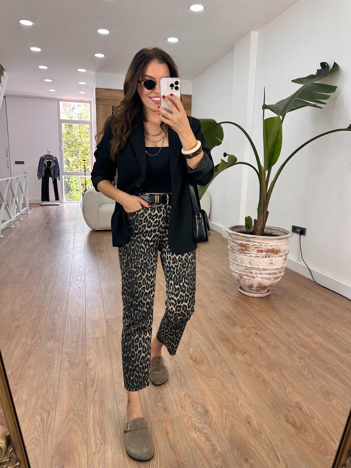 Orjinal Marka Likralı Leopar Jean