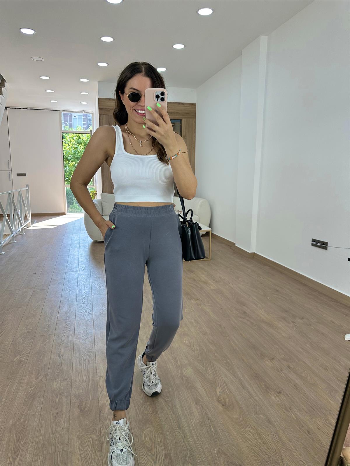 Orjinal Marka Modal Kumaş Eşofman-Gri