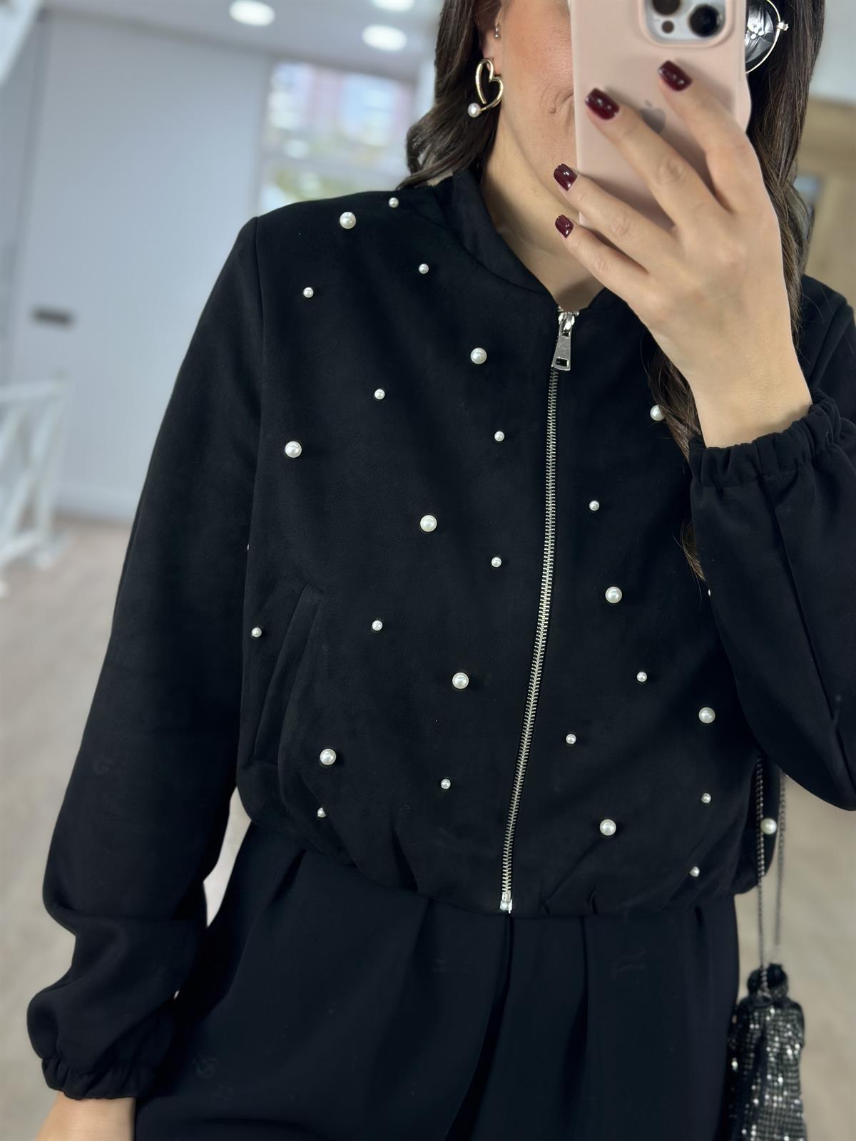 Orjinal Marka Model İncili Süet Ceket