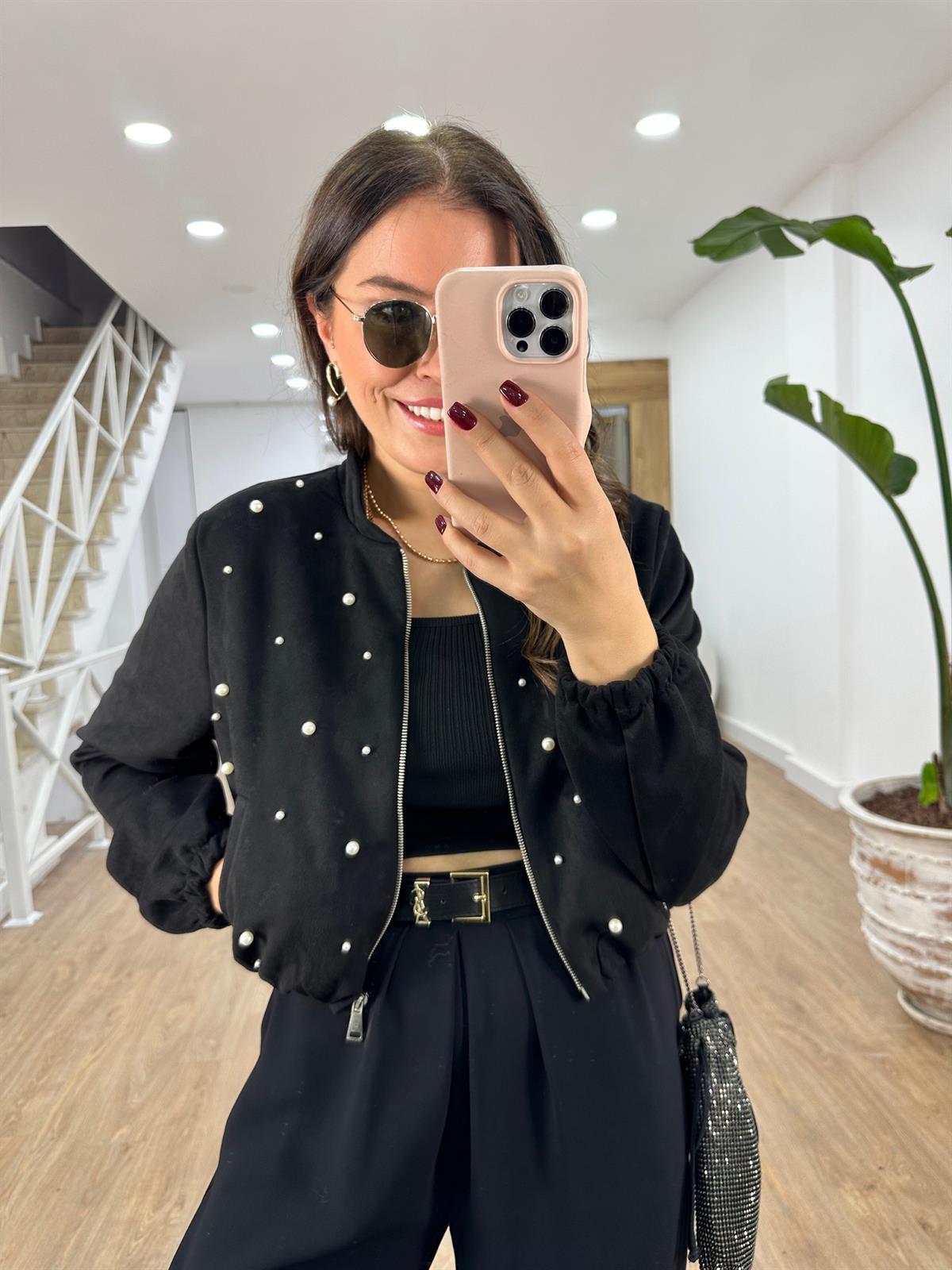 Orjinal Marka Model İncili Süet Ceket