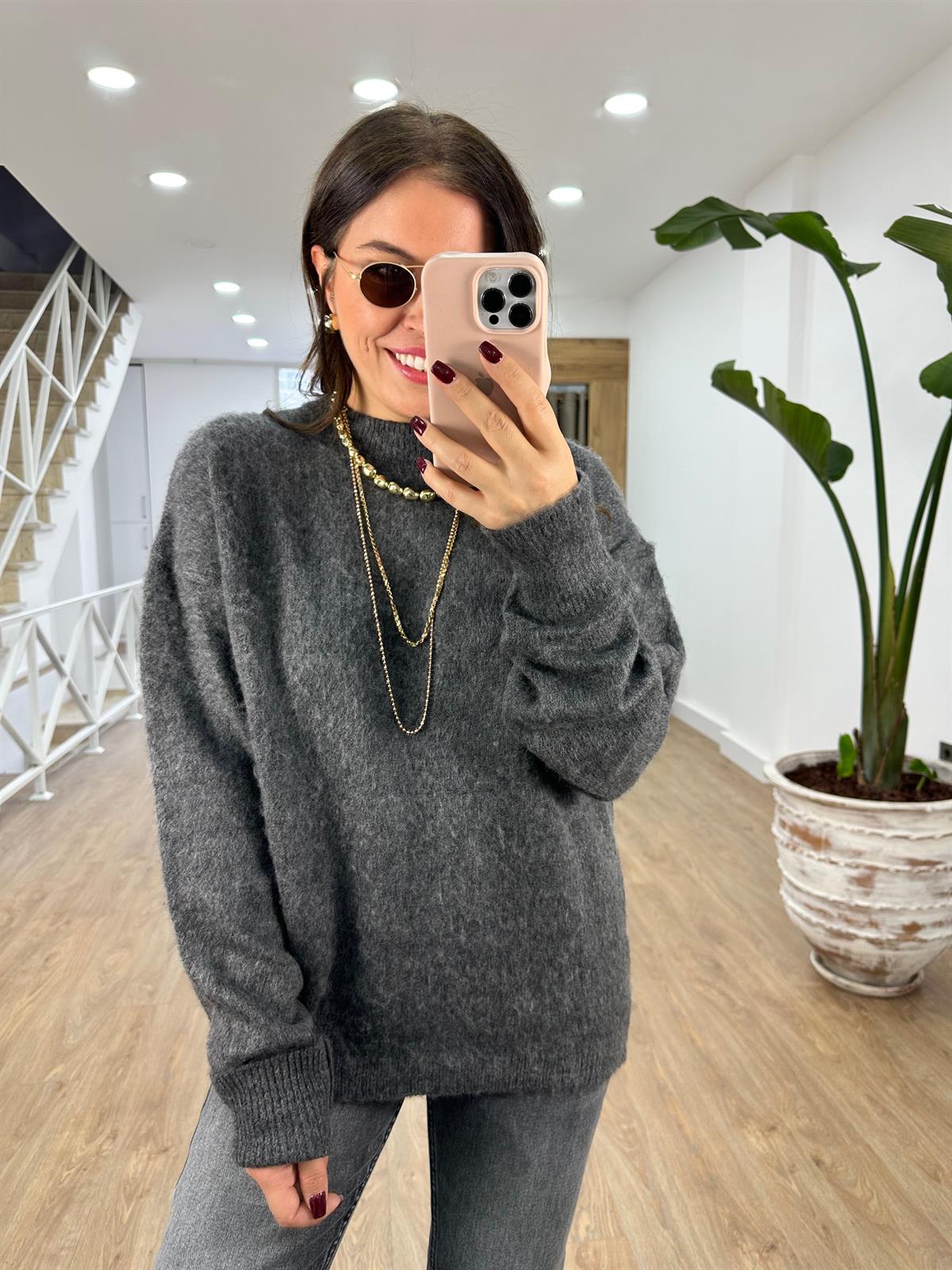 Orjinal Marka Tüylü Basic Kazak-Antrasit