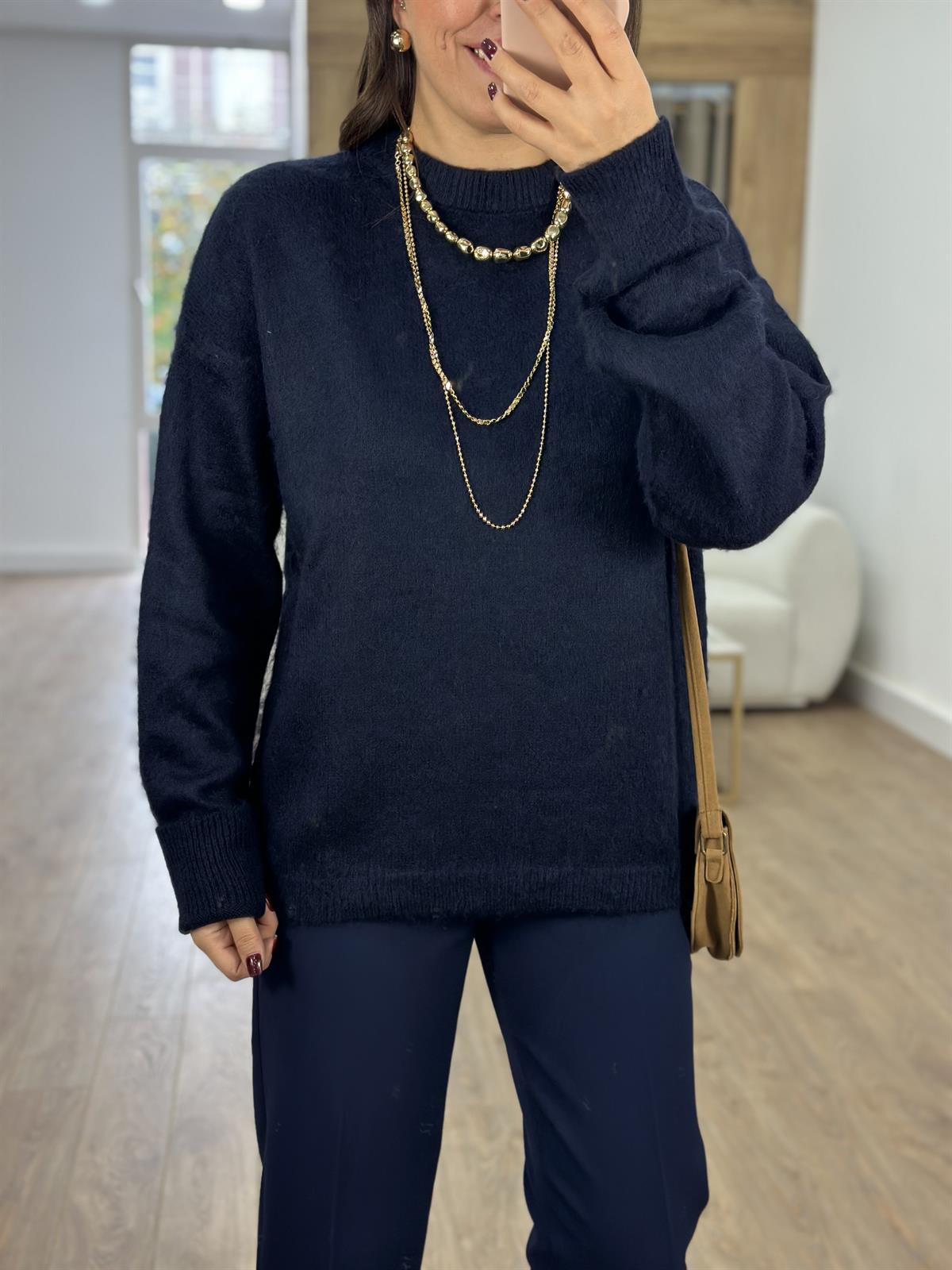 Orjinal Marka Tüylü Basic Kazak-Lacivert