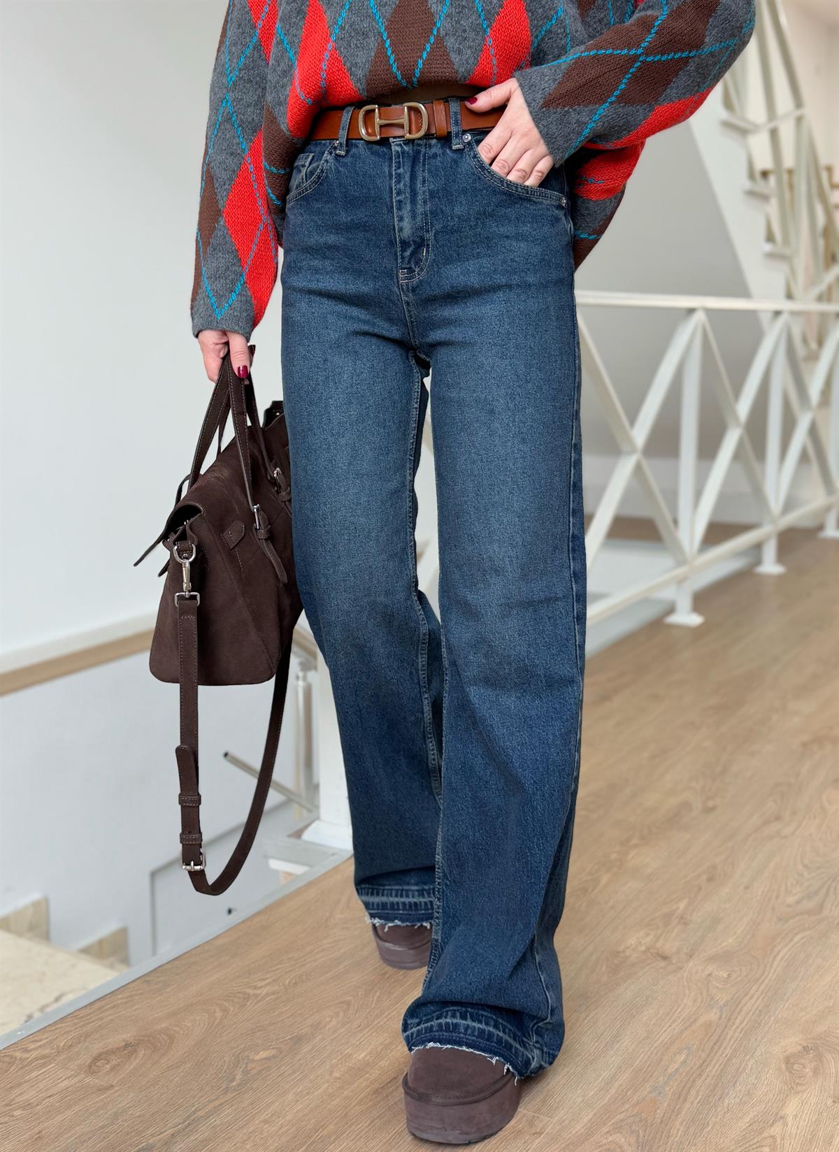 Orjinal Marka Wide Leg Jean - Lacivert