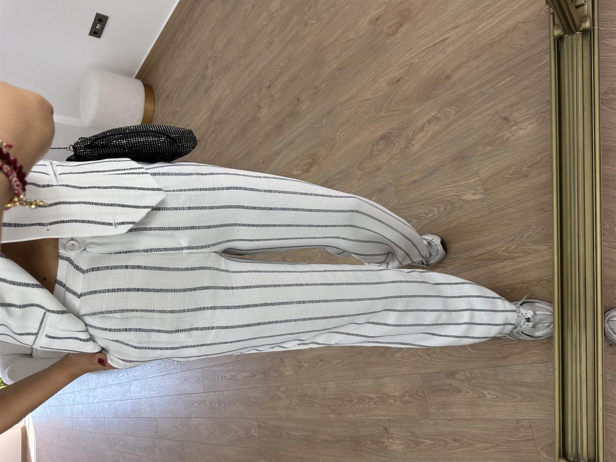 Orjinal Marka  Yelekli KetenTakım-Beyaz