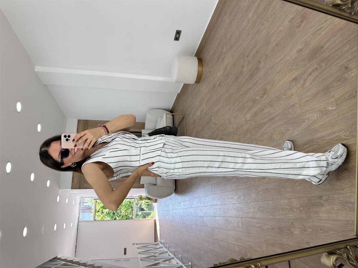 Orjinal Marka  Yelekli KetenTakım-Beyaz