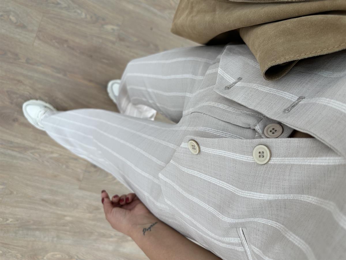 Orjinal Marka  Yelekli KetenTakım-Camel