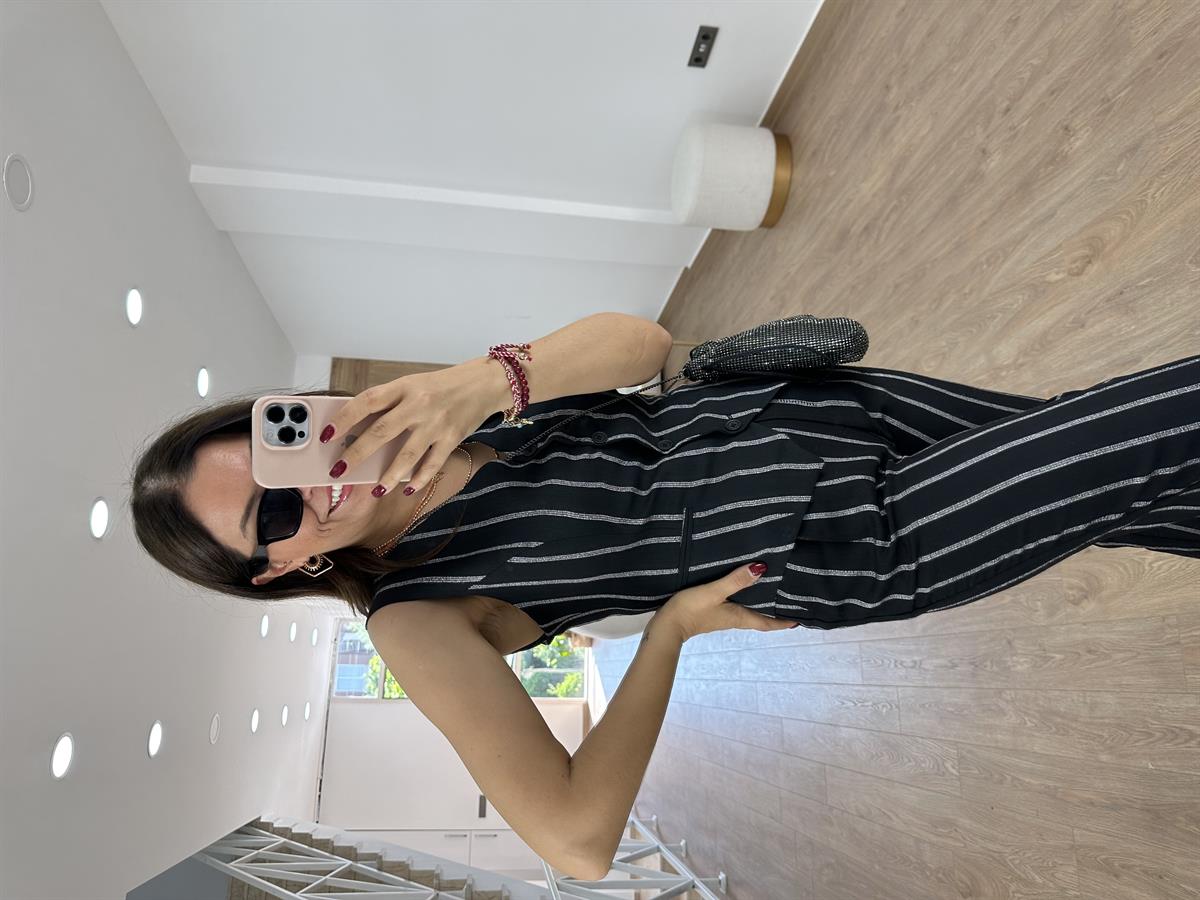 Orjinal Marka  Yelekli KetenTakım-Siyah