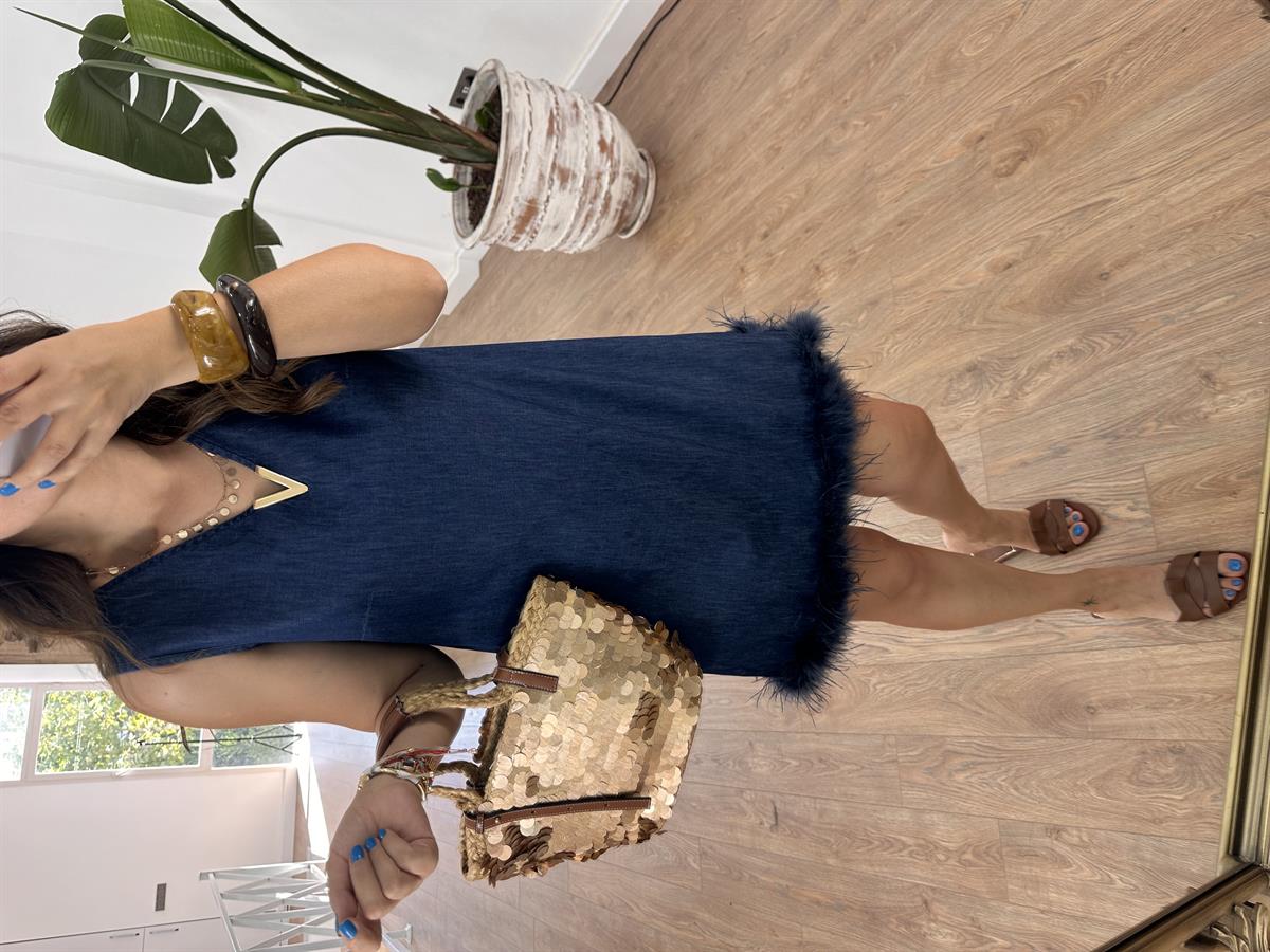 Otrişli Denim Elbise 