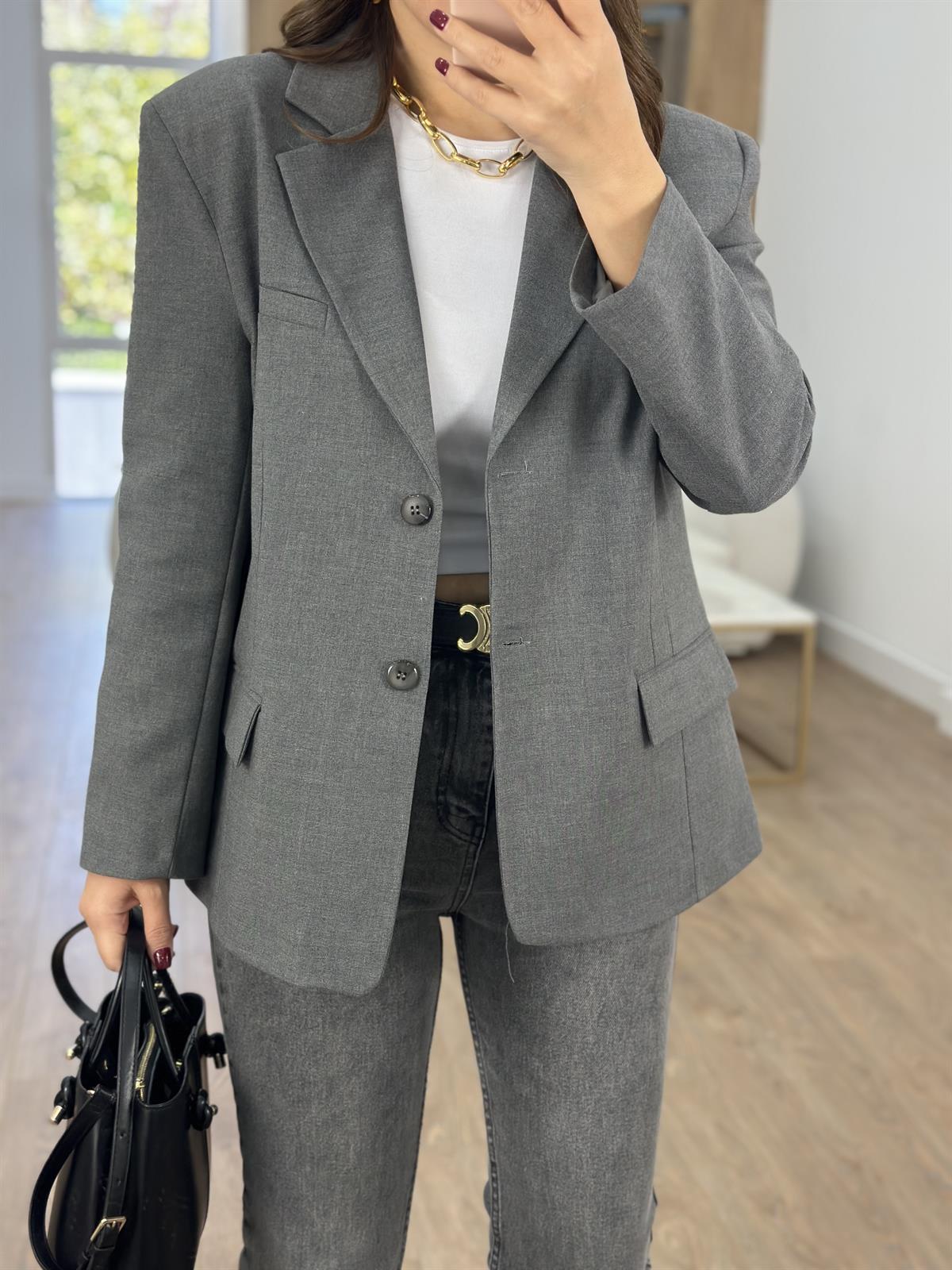Oversize Blazer Ceket-Gri