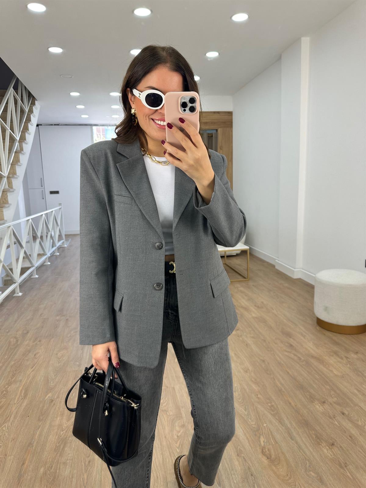 Oversize Blazer Ceket-Gri