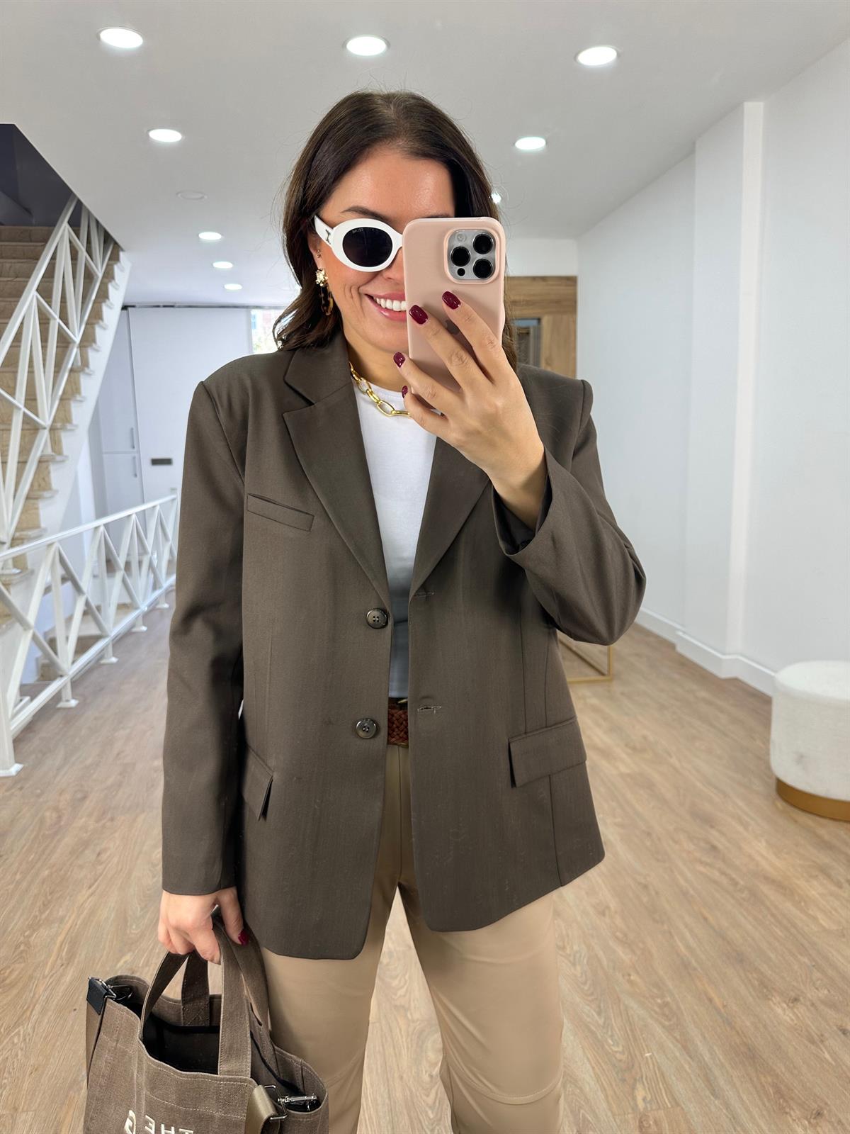 Oversize Blazer Ceket-Kahverengi