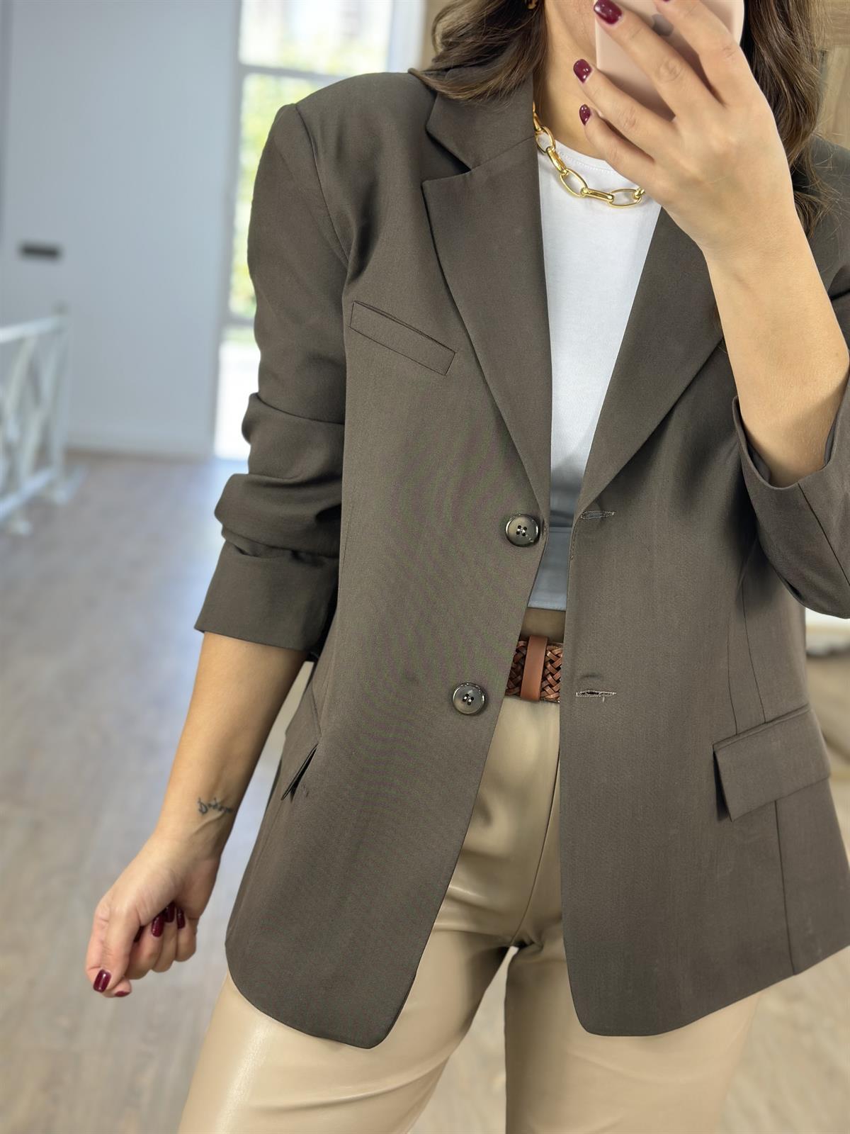 Oversize Blazer Ceket-Kahverengi