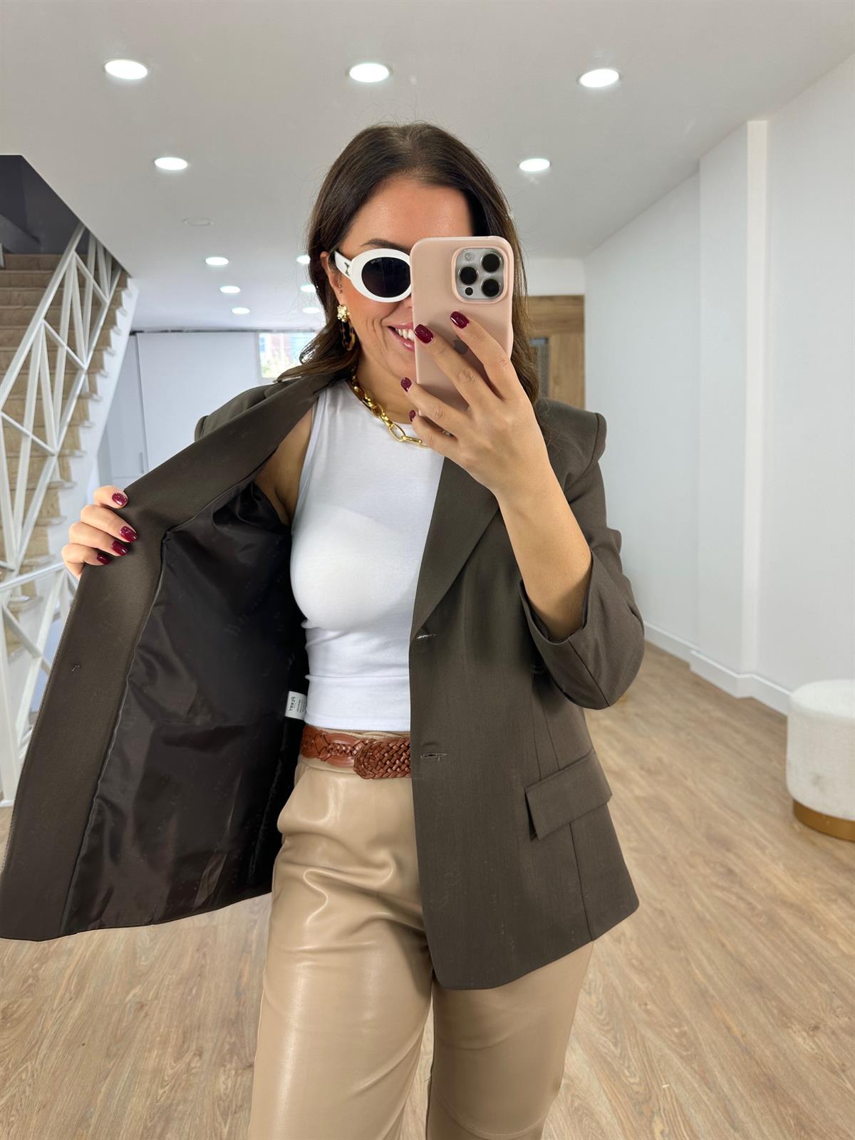 Oversize Blazer Ceket-Kahverengi