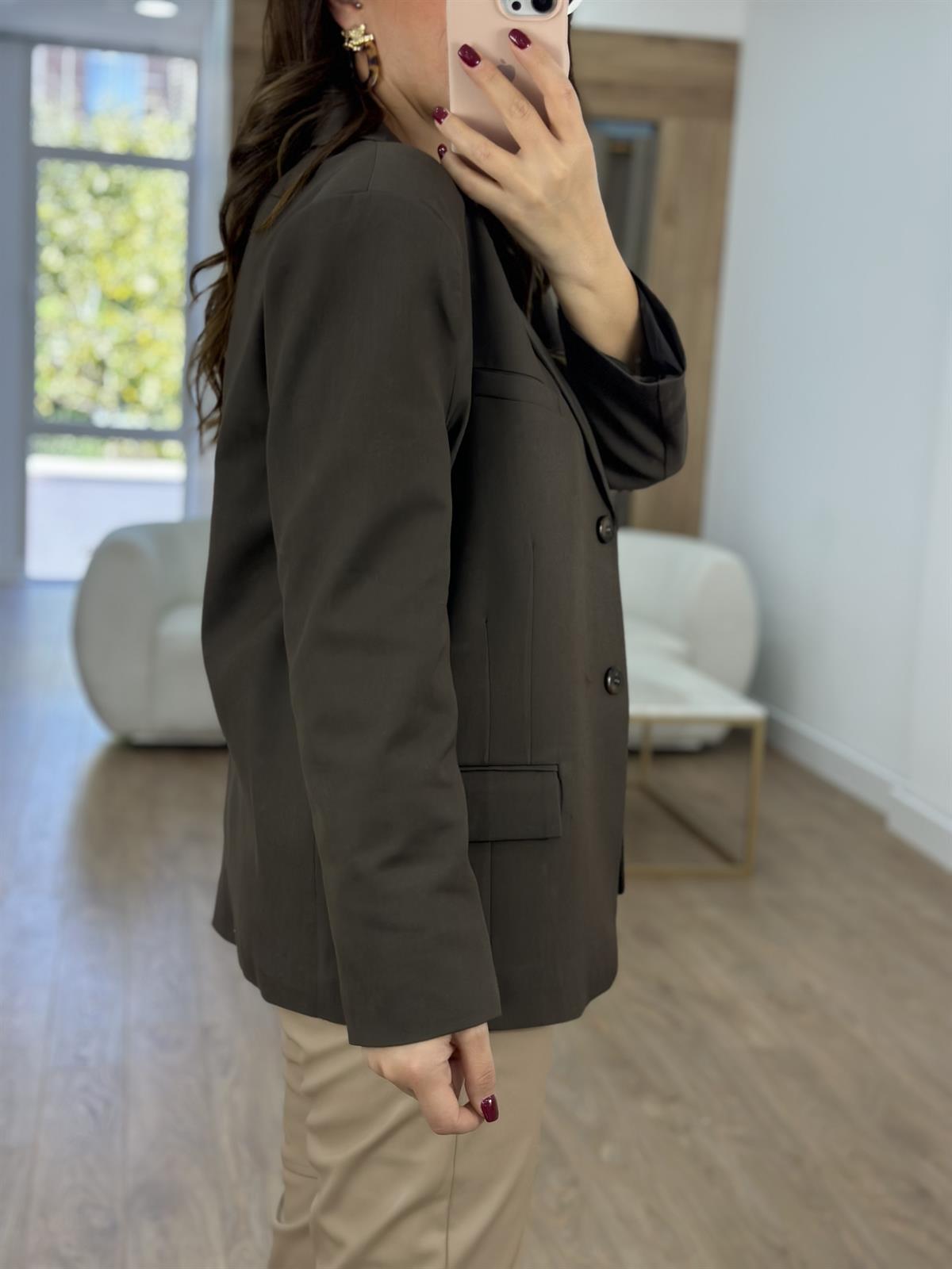 Oversize Blazer Ceket-Kahverengi