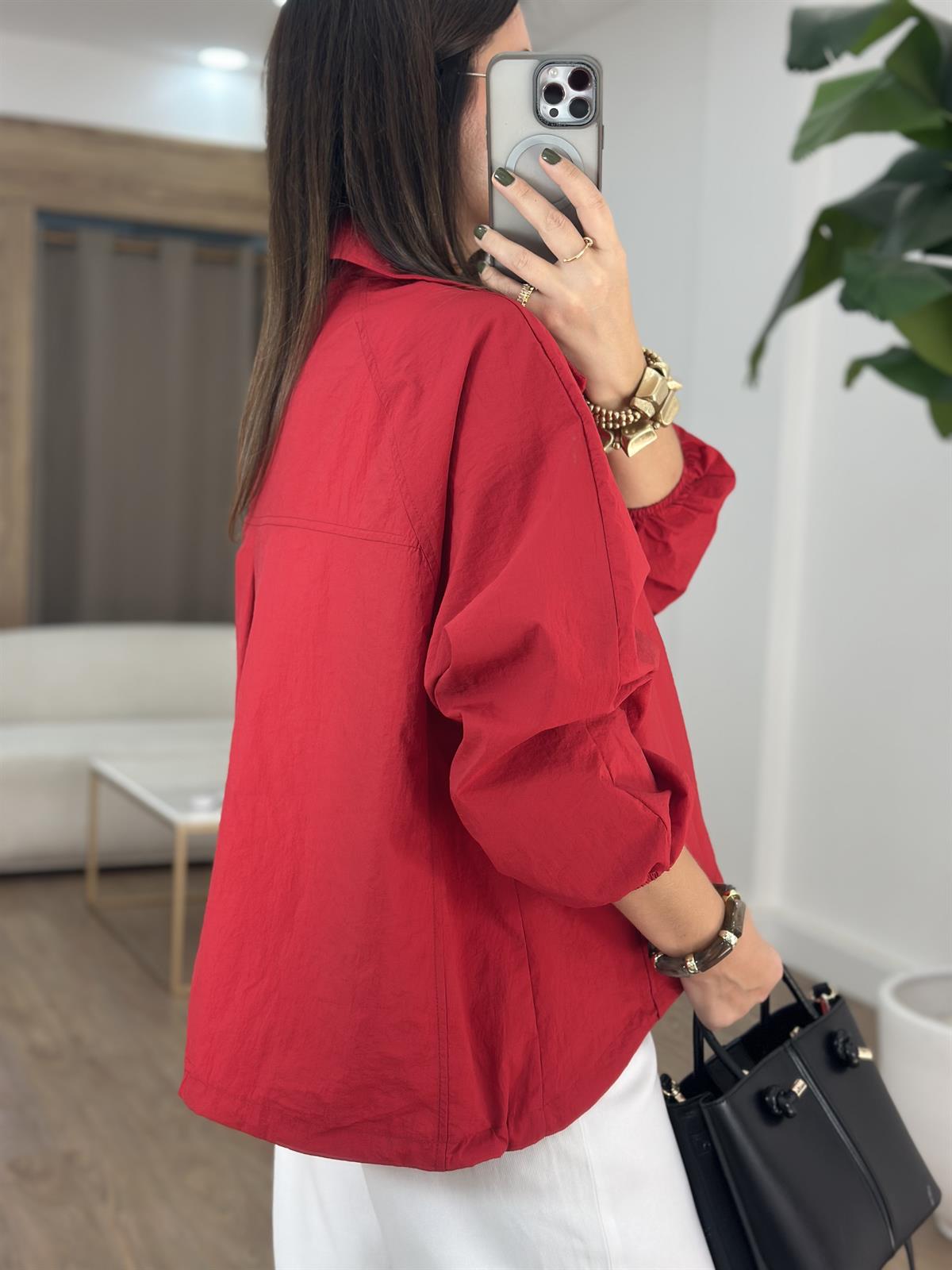 Oversize Cepli Yağmurluk - Kırmızı