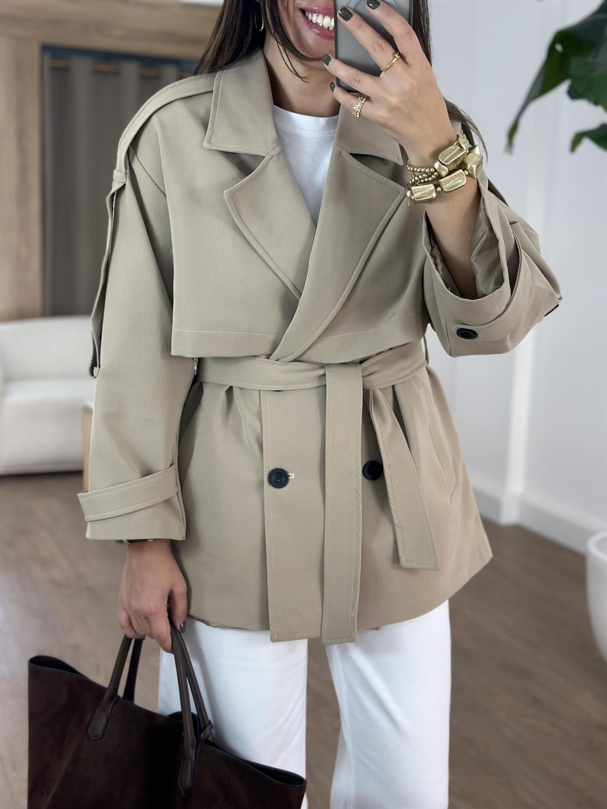 Oversize Düşük Omuz Trençkot - Camel