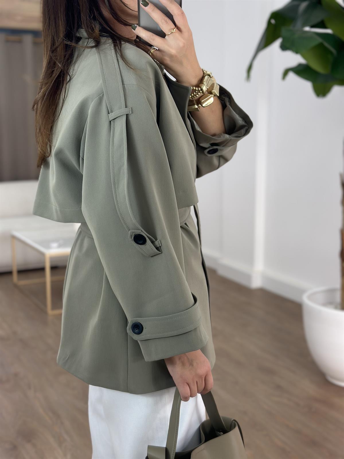 Oversize Düşük Omuz Trençkot - Haki