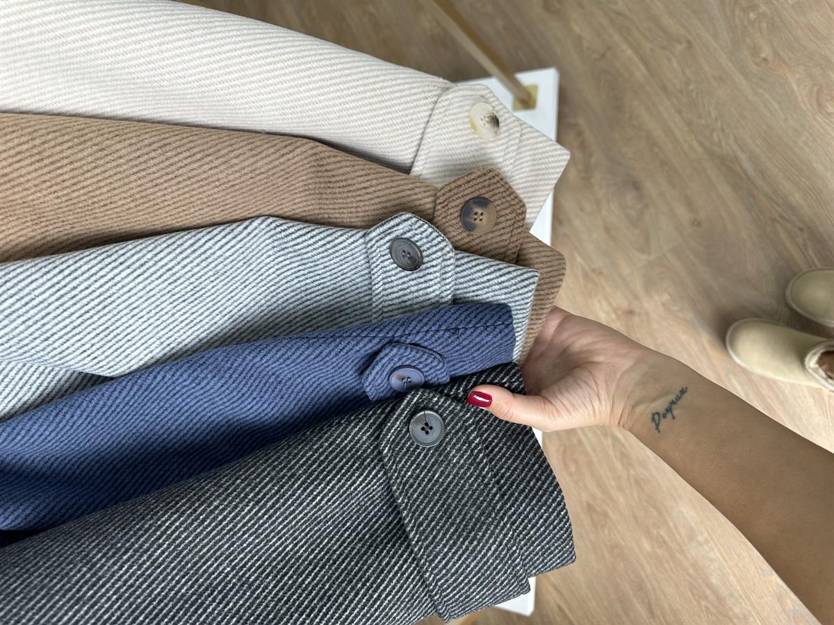 Oversize Kırçıllı Kaban-Siyah