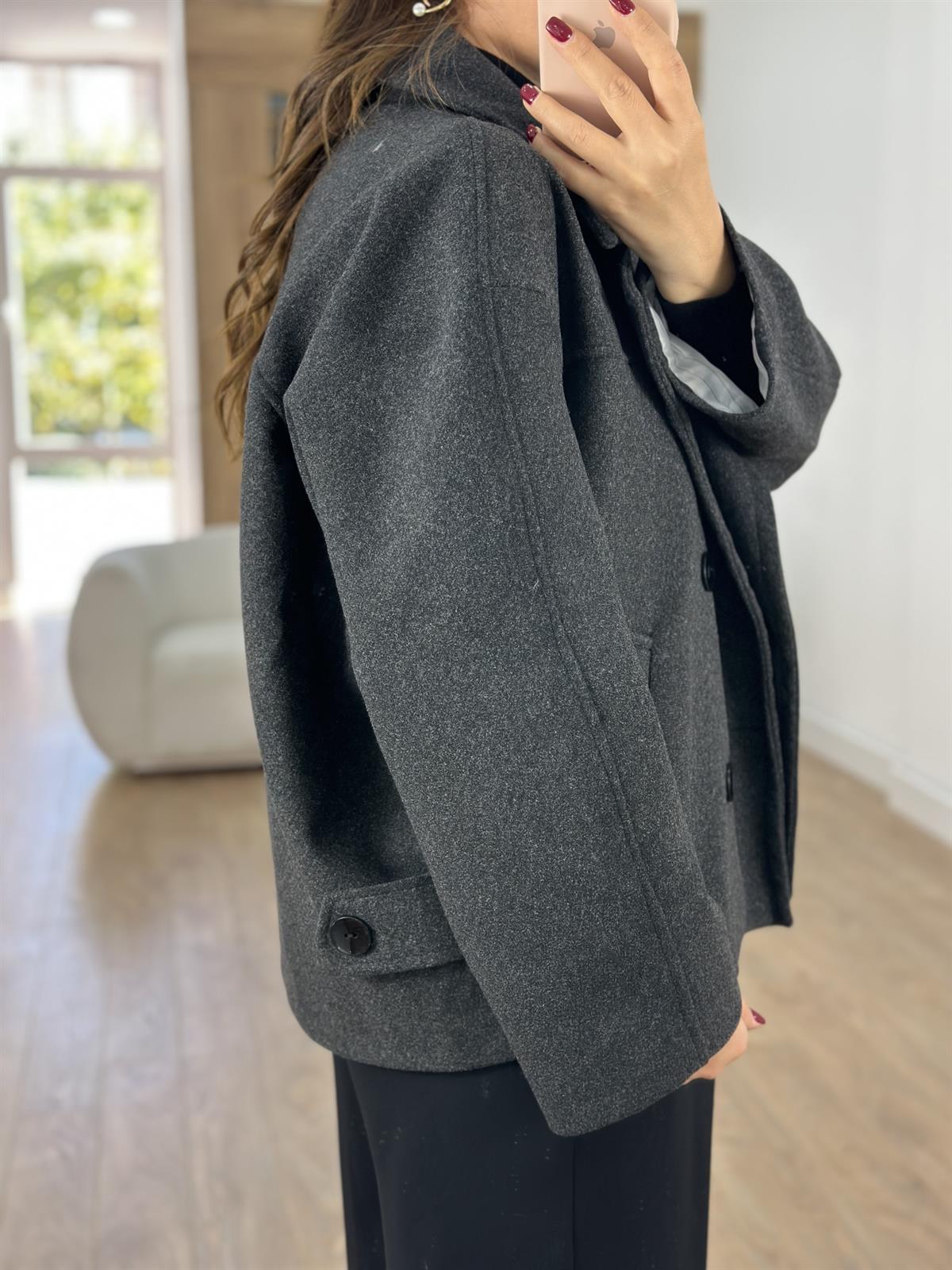 Oversize Kısa Kaşe Kaban-Antrasit