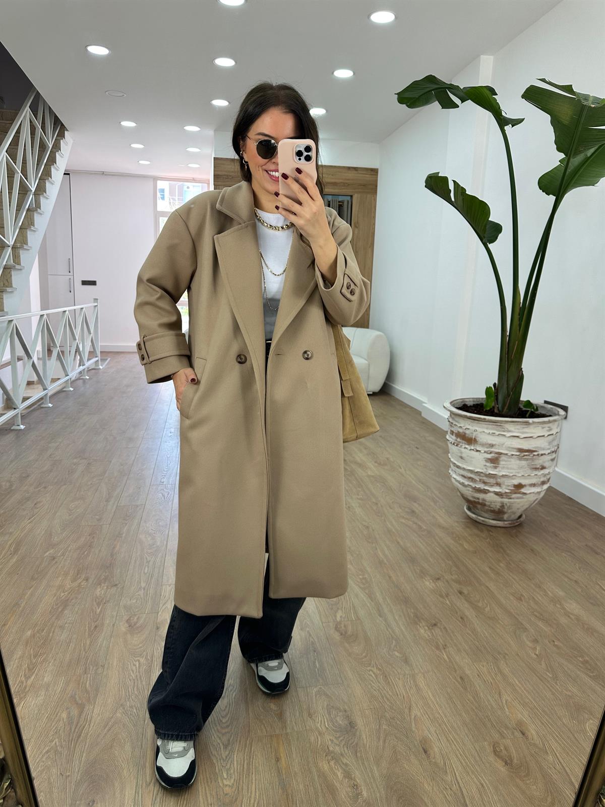 Oversize Kruvaze Kaban-Bej