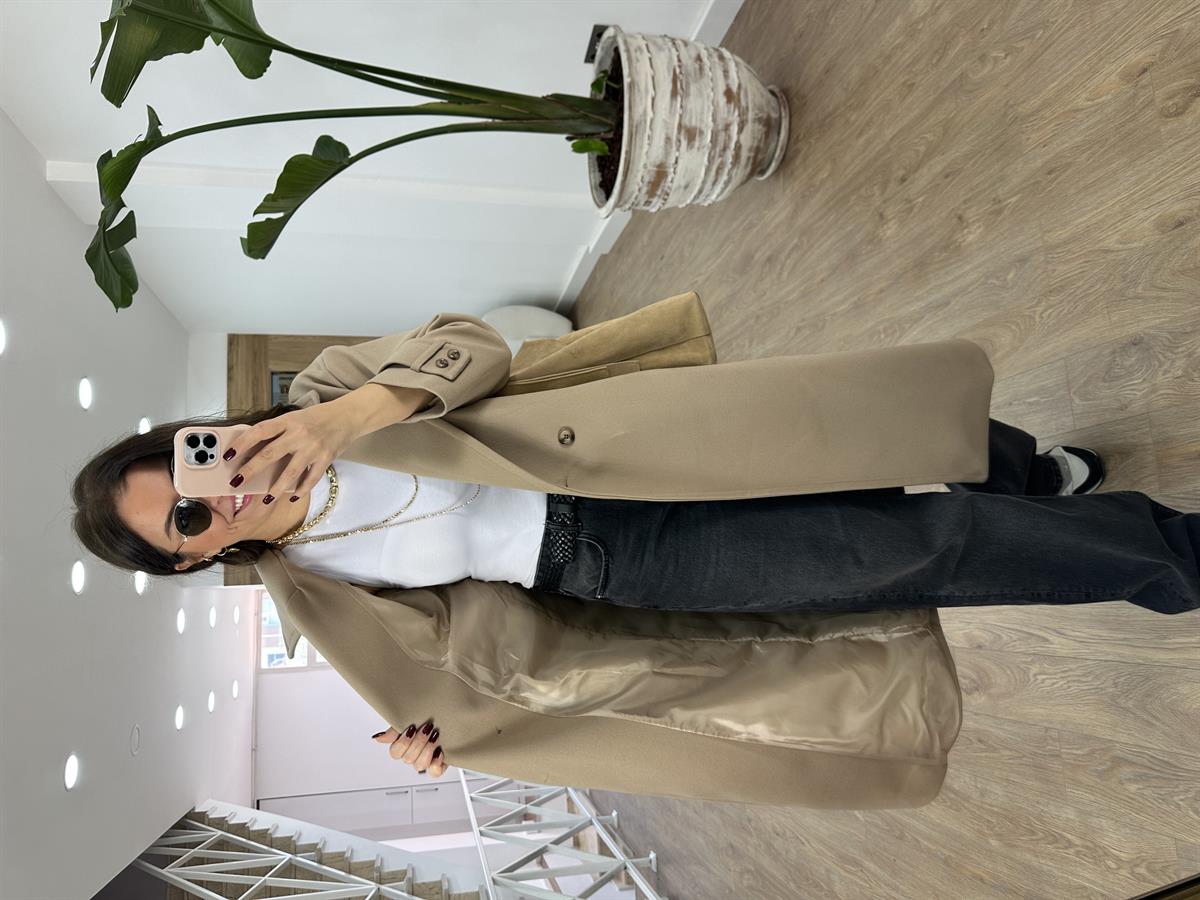 Oversize Kruvaze Kaban-Bej