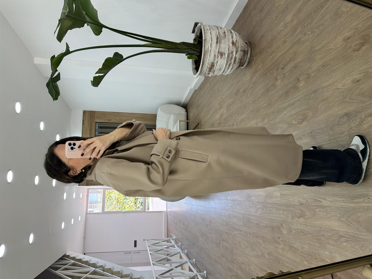 Oversize Kruvaze Kaban-Bej