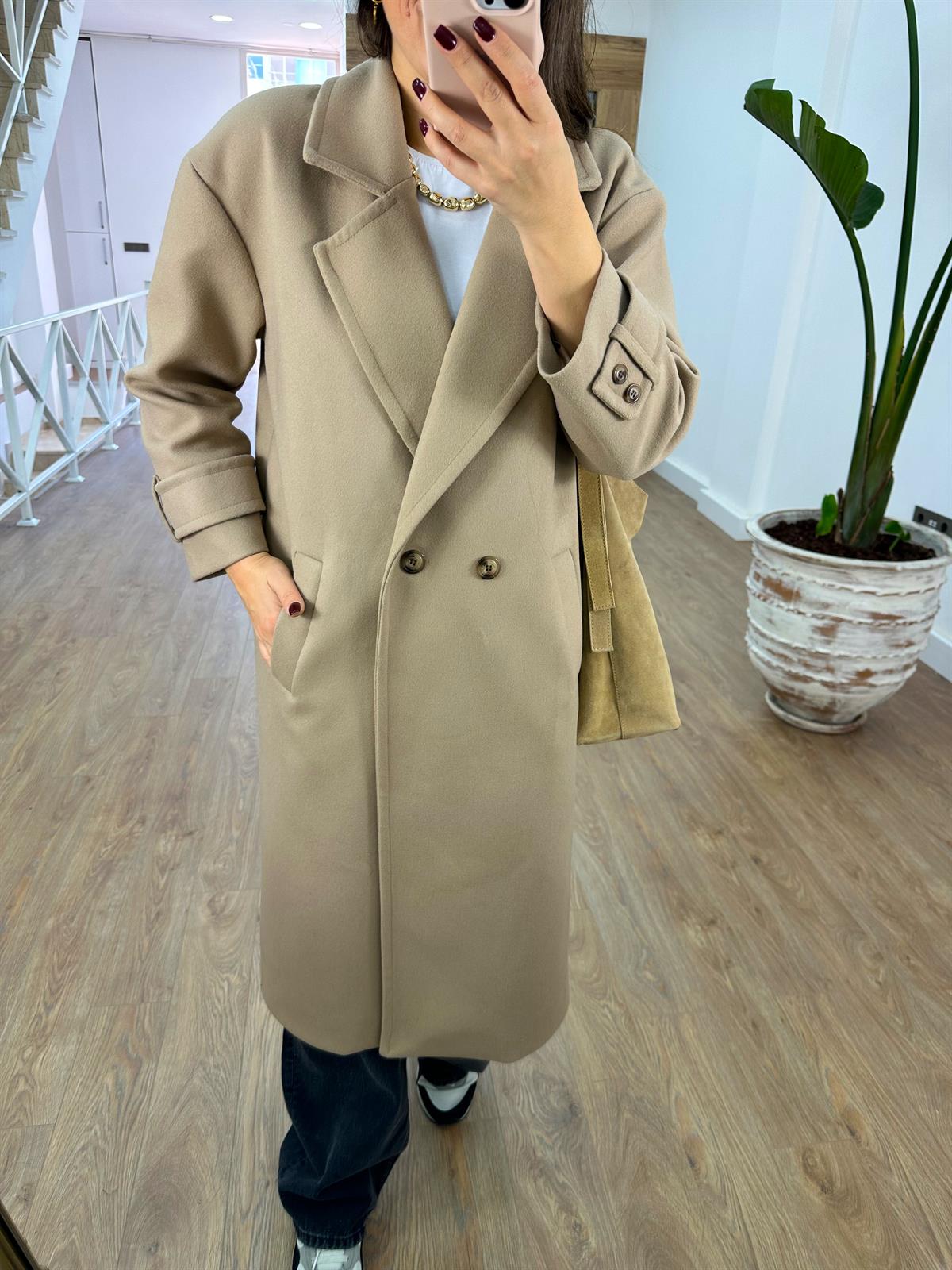 Oversize Kruvaze Kaban-Bej