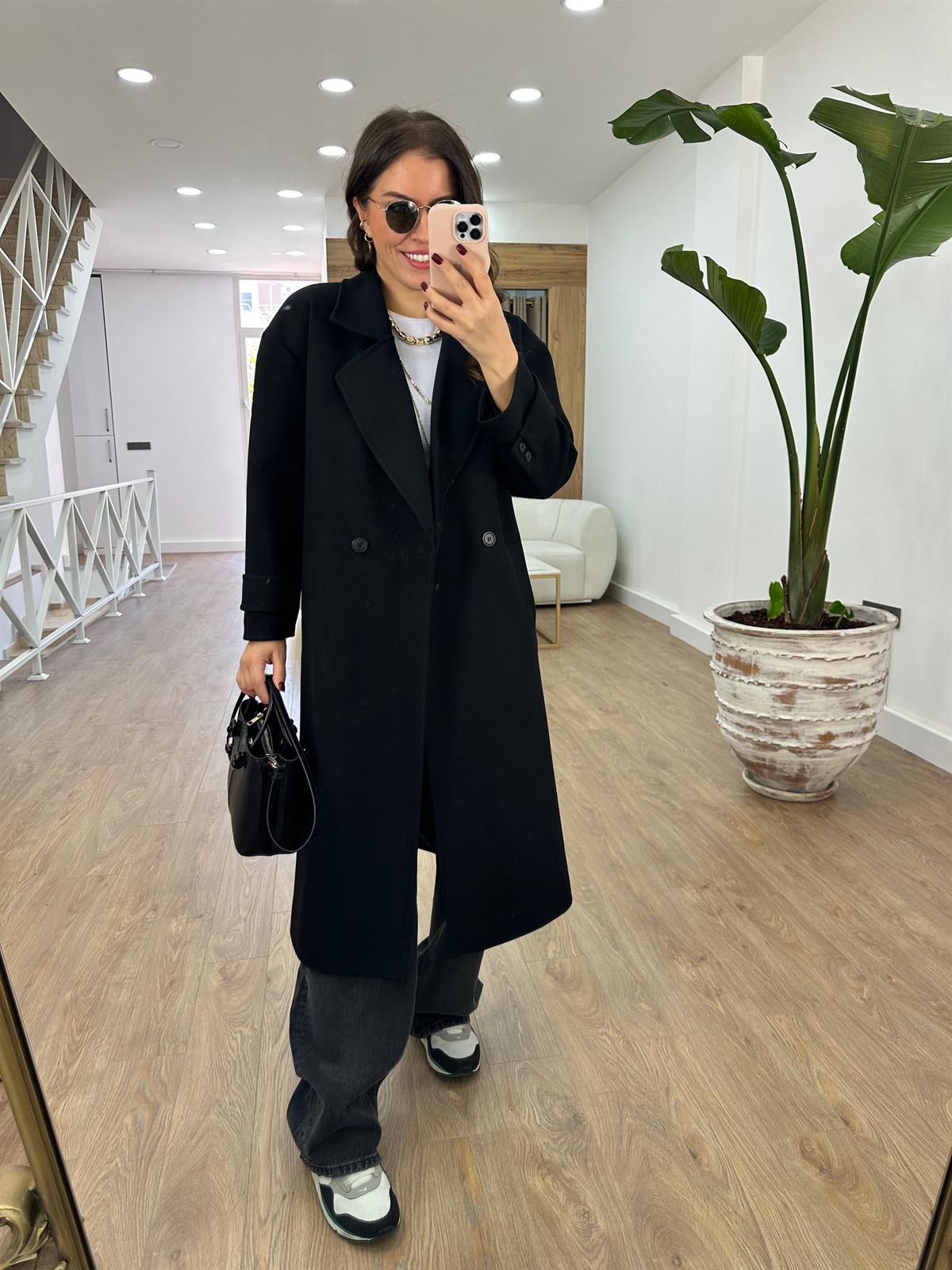 Oversize Kruvaze Kaban-Siyah