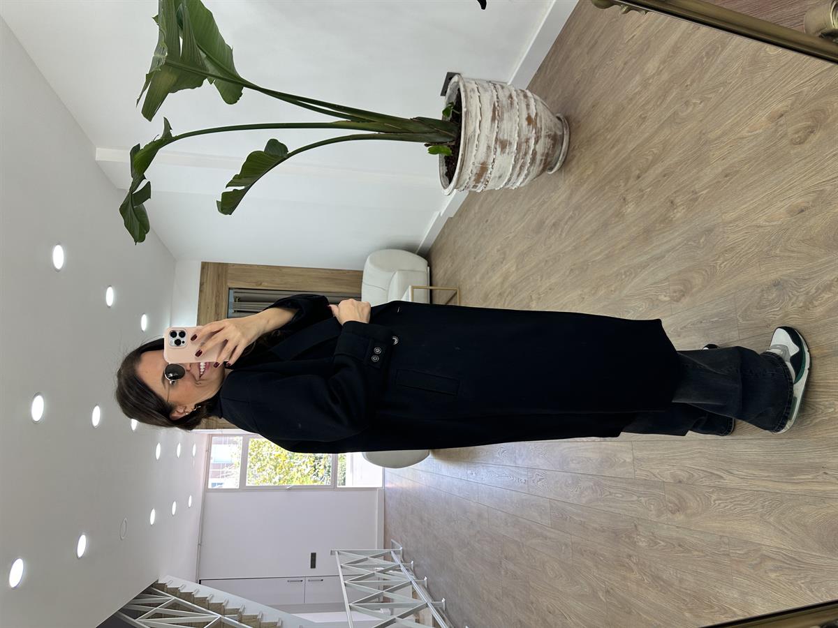 Oversize Kruvaze Kaban-Siyah