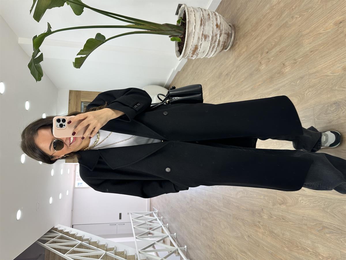 Oversize Kruvaze Kaban-Siyah