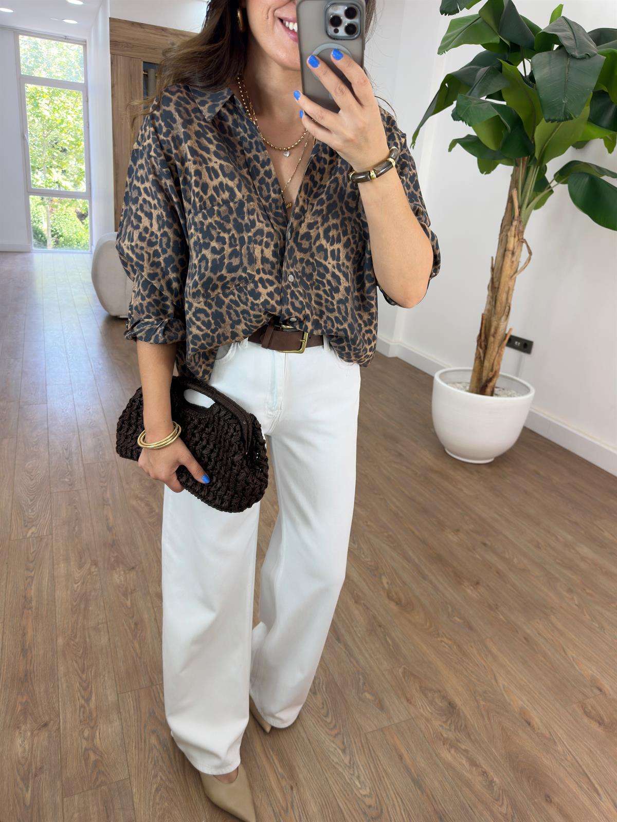 Oversize Leopar Gömlek 