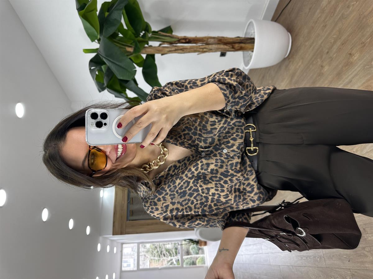 Oversize Leopar Gömlek