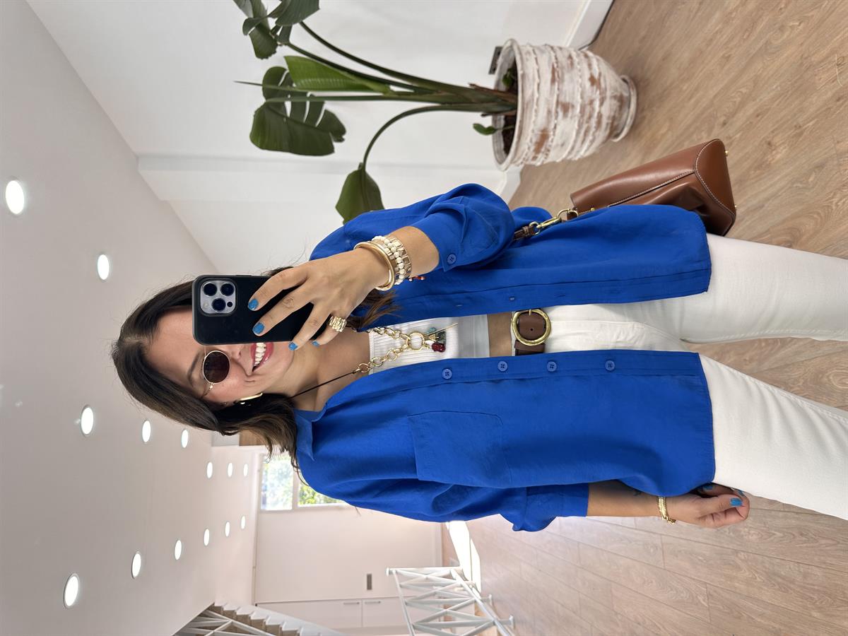 Oversize Salaş Gömlek-Mavi