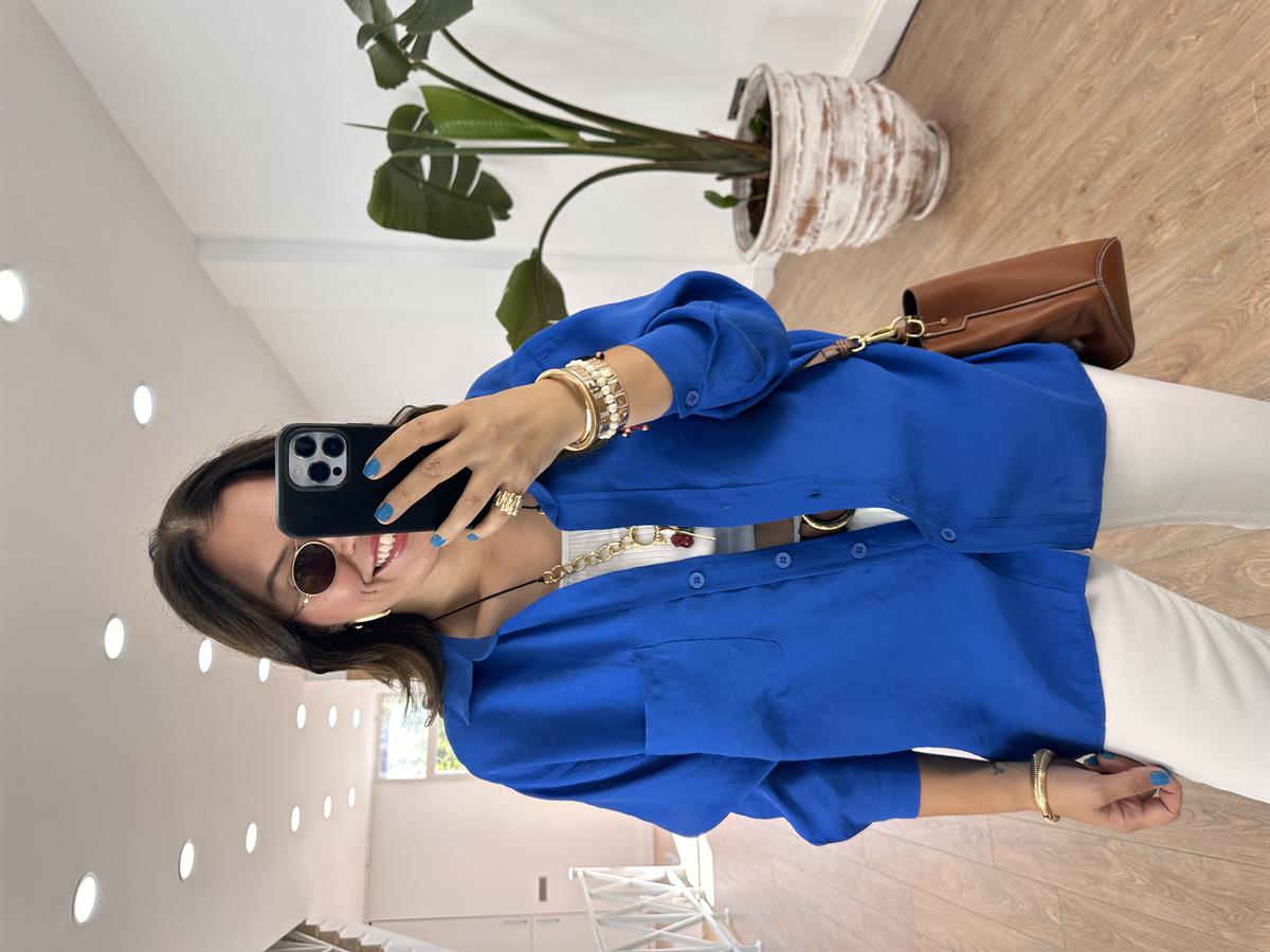 Oversize Salaş Gömlek-Mavi