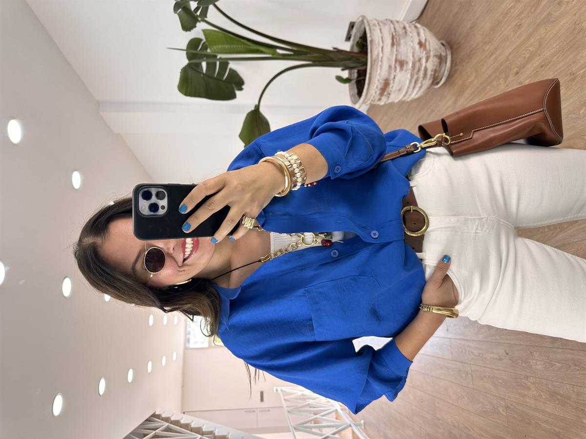 Oversize Salaş Gömlek-Mavi