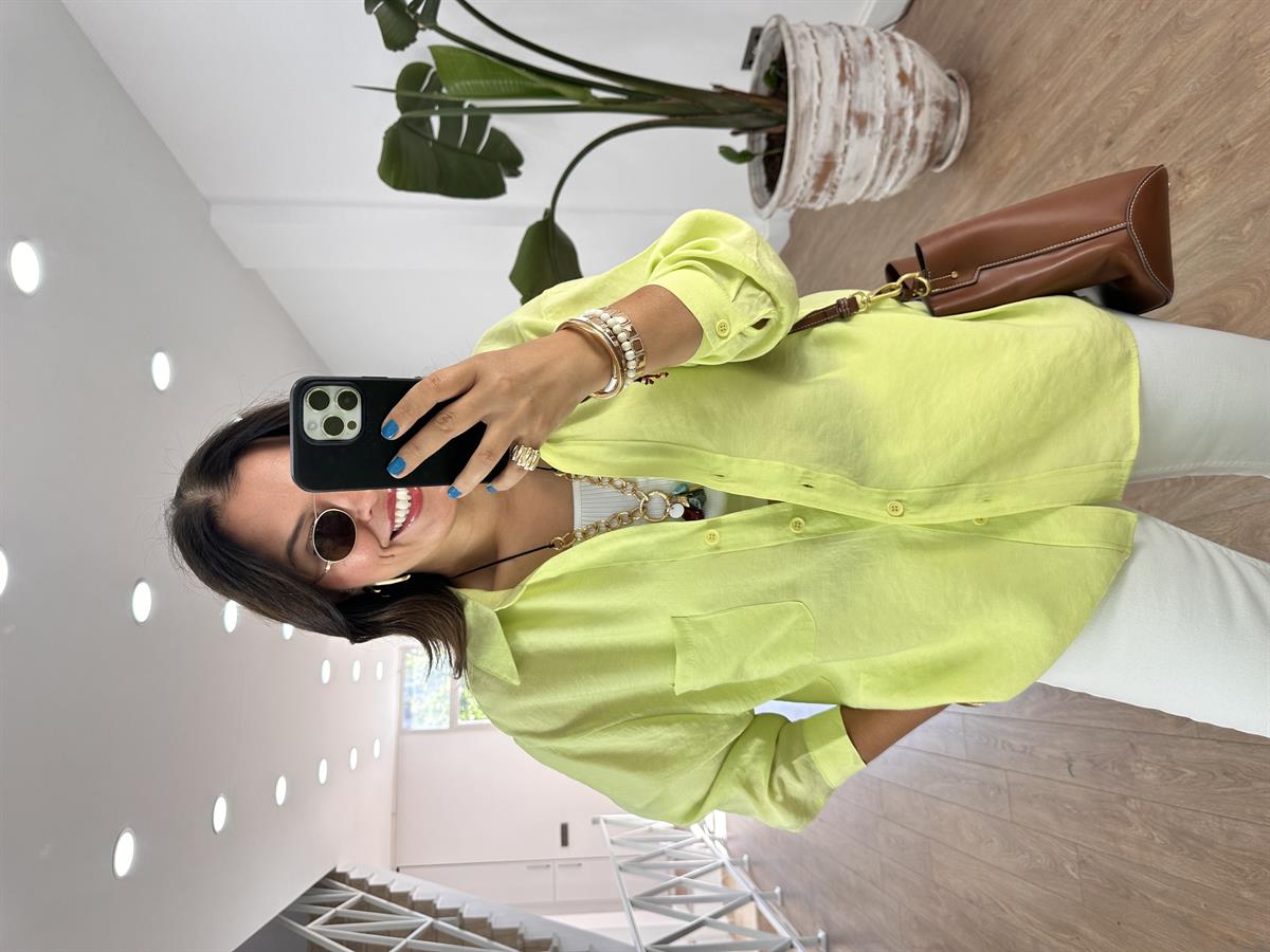 Oversize Salaş Gömlek-Neon Yeşil